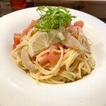 Pittsueria Baru Kakutasu Doro - ・つぶ貝とトマトの冷製ペペロンチーノ大葉添え　生パスタ（乾麺パスタに変更）