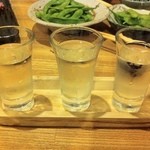 地酒焼酎と肴 弥太郎 - ひやおろし三種味見セット