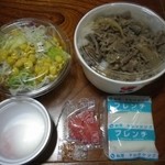 松屋 - 牛丼（並） + 生野菜 + 温泉玉子