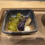 あそ処のたこ焼き - 小鉢（茄子と万願寺唐辛子？）