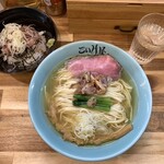 仙臺自家製麺こいけ屋 分店 綠栽 - シャモ中華そば¥950（中太麺・大盛りサービス）  鶏山葵丼¥380