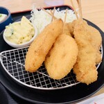 Kushikatsu Tanaka - 串カツ定食　タマネギ・レンコン・串カツ牛・串カツ豚・ハムカツ・イカ