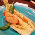 口福菜 亀吉 -  皮つきヤングコーン　バターオイスターソース