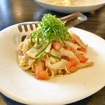 ピッツエリアバール　CACTUS　D'ORO - ・つぶ貝とトマトの冷製ペペロンチーノ大葉添え　生パスタ（乾麺パスタに変更）（2回目www）
