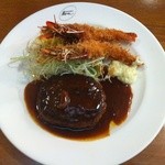 レストランBON - ハンバーグと海老フライAランチ1050円