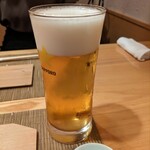 すし処 みや古分店 - 恒例の生ビール