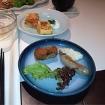 ややダイニング - 朝食2ウインナー、フレンチトースト、コロッケ、鯛塩焼き