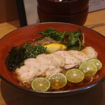 こころや - 稲庭うどん 国産蒸し鶏と徳島すだち