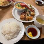 南海飯店 - 春巻定食＋辛子酢醤油