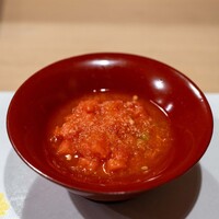 うを徳 - 2023.7 岩手産ムラサキウニ 枝豆葛寄せ 千葉産ブラックジャックスイカのガスパチョ