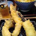 Tempura Tentora - 天寅5種盛り（茄子、舞茸、海老、烏賊、とり天）