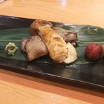 日本料理 たかむら - 秋田錦牛の牛タン味噌漬けと松茸