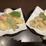 ざいごうどん 本家 わら家 - 天ぷら盛り合わせ小、鱧の天ぷら