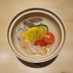 鮨 四心 - キンキ 浅利 トマトの和風アクアパッツァ 