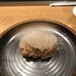 築地青空三代目 - 富山産の白エビ　ねっとりとした食感とエビの味がと　ても濃厚で食べていて幸せ。