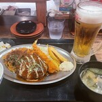神戸洋食 グリル異人館 - MIXグリル定食と生ビール