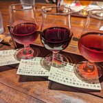 Budou Biyori Yoinokuchi - 赤ワイン３種類飲み比べセット　1380円(2023年7月)