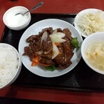 中華料理 福源 - レバーの黒椒炒め定食(780円)