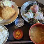 田舎レストランじんべえ - 人気No.1アジフライとちょい刺定食