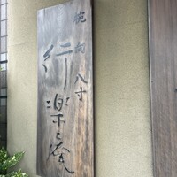 行楽庵 - 瀬田川の畔に、よく見ないとわからないお店だ。この看板が目印だが、車で通り過ぎてしまうほど目立たない。