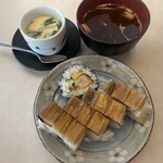 しっとう屋 - 赤だし、茶碗蒸し、えび天サラダ巻、穴子