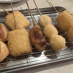 Kushikatsu Tanaka - 鱧梅肉ソース200円　とうもろこし170円
                      　餃子豚巻き200円　うずら160円　じゃがいも130円