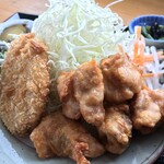 なり田 - 塩こうじ鳥ザンギ&男爵コロッケ定食（小鉢・漬物・味噌汁付）￥１０００