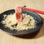 Horsemeat tataki with sesame seeds