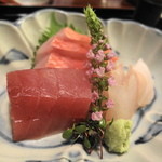 葉山 日影茶屋 - 会席葉山　お造り　鮪・金目・平目　　【コも・・・】