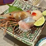 花れぶん - 造り　牡丹海老　帆立貝　にしん