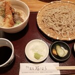 掌庵 蕎麦 石はら - Aセット・ミニ海老天丼と冷たいお蕎麦♪