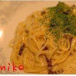 生パスタレストラン花 - 自家製ベーコンが入ったカルボナーラ