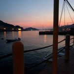 きた山 - 窓際の席から眺める尾道水道