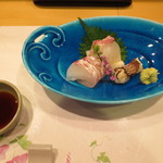 新ばし 星野 - 淡路の鯛のお造り。10時間くらい寝かせたもの。