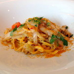 イル プレージョ - ツブ貝・アンディーブ・チェリートマト・カラスミのキタッラ