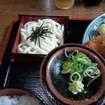 味しるべ 丹の郷 - ミックスフライ定食+冷たいハーフおうどん