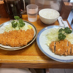 丸一 - とんかつ定食と小とんかつ定食の対比