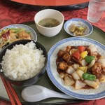 華中 - 酢豚定食(@1,050円)ご飯大盛り(+@50円)