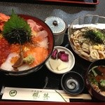 楓林 - 海鮮丼に冷やしうどんと赤だし１４８０円