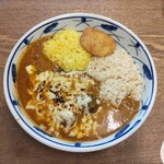 カレー処 琥珀荘 - 週替りカレー(和牛すじとビールとマイヤーレモンのカレー)に焦がしチーズトッピング
