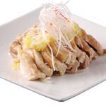 Steamed chicken with onion ginger sauce