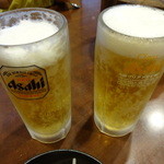 下町の空 - やっぱり生ビール。「アサヒ スーパードライ 生」380円です。平日の17時～19時に注文すると1杯280円でお得です！