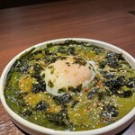 韓式辣白菜芝麻葉配溫泉雞蛋