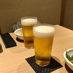 個室 肉割烹 牛若丸 - 生ビールから