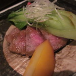 串揚げ×鉄板焼 ちゃぼうず - 「甲州牛」のステーキ　（3000円のコースの鉄板焼き）