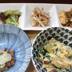 otoha - 納豆、卵、三つ葉なめこ、ちくわ牛蒡、麻婆豆腐