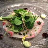 炭火鉄板焼　杜季 - しまあじのカルパッチョ。