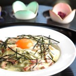 イクスカフェ - 茶そばのカルボナーラ