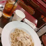 カフェ・ベローチェ - パスタセット　ポルチーニクリームソースパスタセット　アイスレモンティで