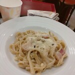 カフェ・ベローチェ - パスタセット　ポルチーニクリームソースパスタセット　アイスレモンティで
      　アップ